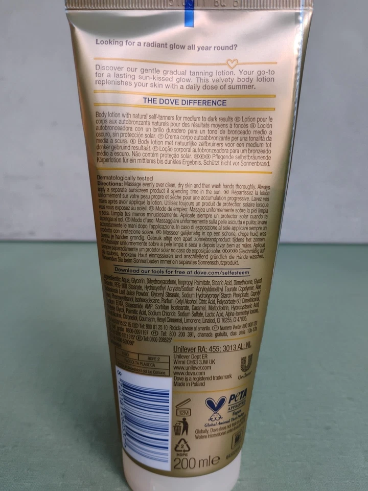 Dove Summer Revived Medium to Dark Tanning Lotion 200ml - Pack of 2 Exp 04/28 - Image 2 of 2