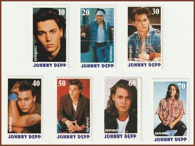 Johnny Depp Bravo Star-Marken Stamps   Complete Set 10-70   Rare 90s Insert