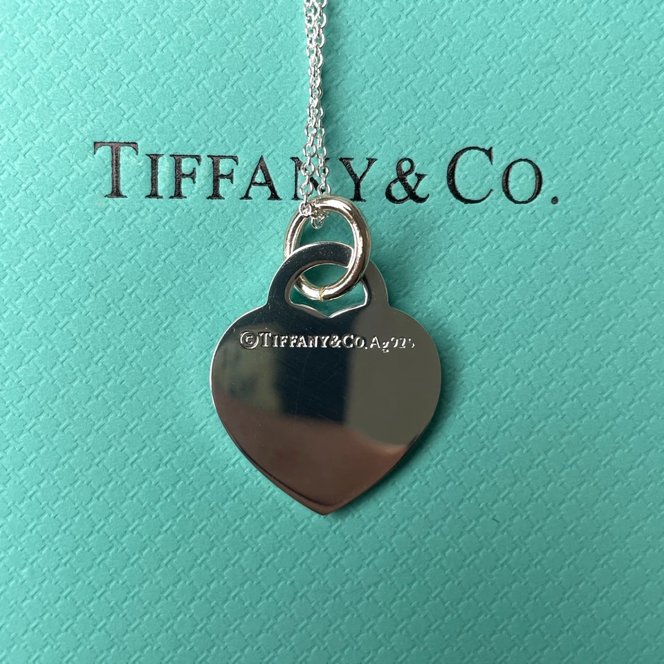 Collar Colgante Corazón Retorno Esmalte Salpicaduras Rosa Plata Tiffany Foto 3 de 4