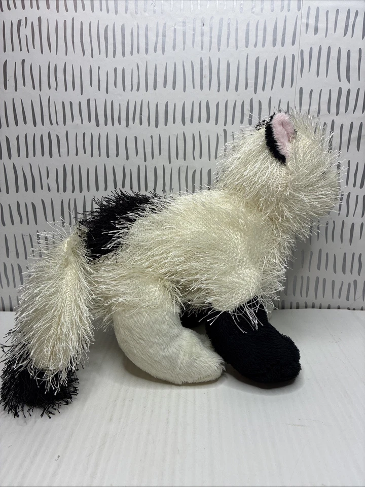 Webkinz Domino Cat Plush HM334 Black White Shaggy Fuzzy Stuffed Animal No Code - Image 2 of 4