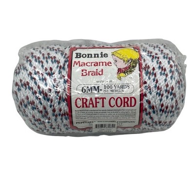 Pepperell Bonnie Macrame Braid Craft Cord 6MM 100 Yards White Turquoise Burgundy