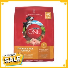 Purina One Dry Dog Food for Adult Dogs High Protein, Real Chicken & Rice, 40 lb 1.43 per pound