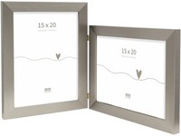 Deknudt Doppelrahmen Kunststoffrahmen S41VD1 Silber 2 Fotos 15X20 Cm