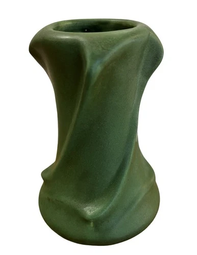 Weller Pottery Matte Green Twist Vase Early 1900s