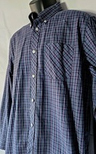 NEW Ben Sherman Men's Dress Shirt Large Long Sleeve Blue Plaid