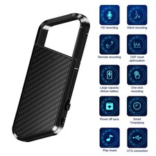 Carbon Fiber Keychain Voice Recorder 128GB Expandable HD 16HR Battery MP3 Player