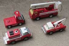 4 Vintage Nylint Tonka Fire Tow Truck LOT Hook and Ladder Cab 60's 70s Snorkel 