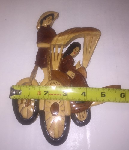 Handmade Asian Women On A Bicycle Cart, Polished Three-Tone Hanging Souvenier - Picture 5 of 9