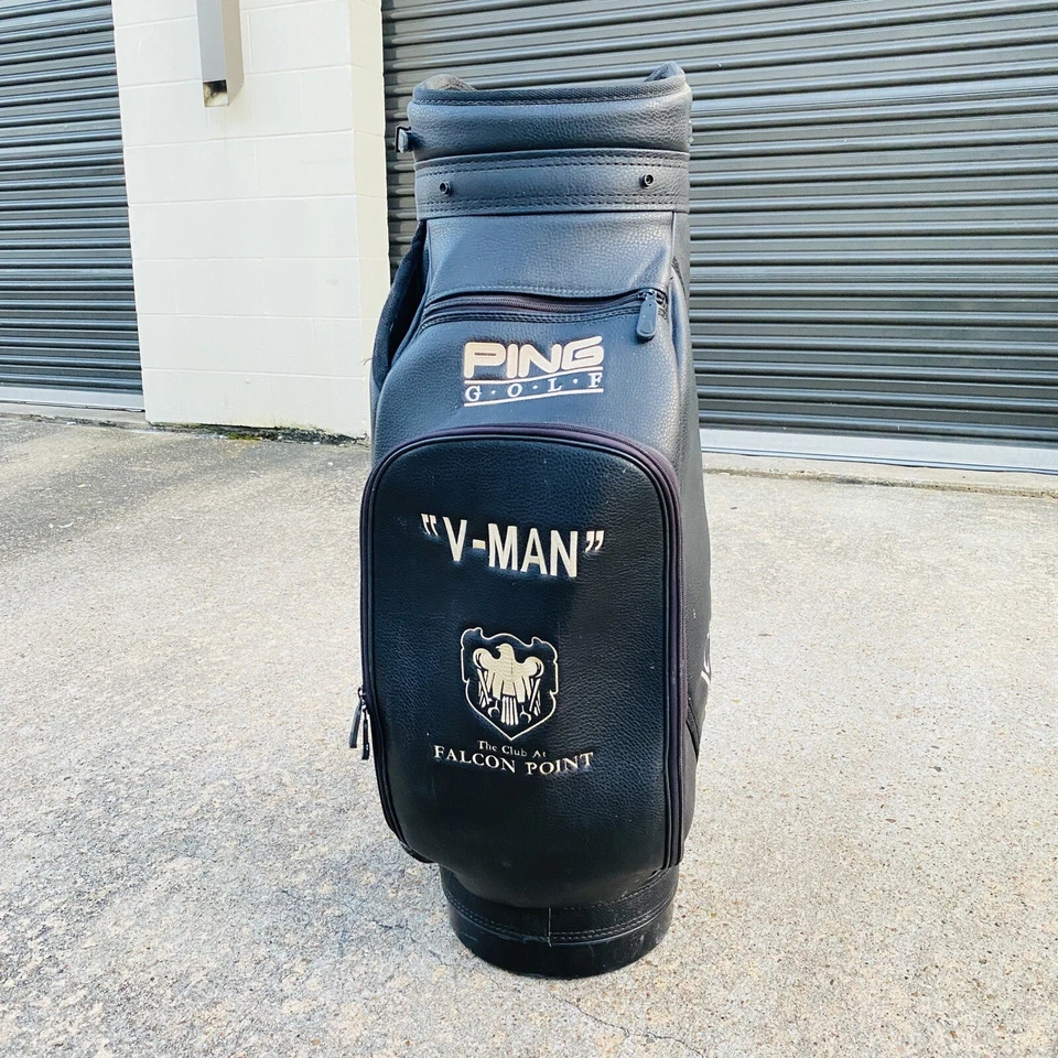 PING STAFF CART GOLF CLUB BAG 6 WAY DIVIDER w/ Rain Cover - Black Bronze White - Image 3 of 4