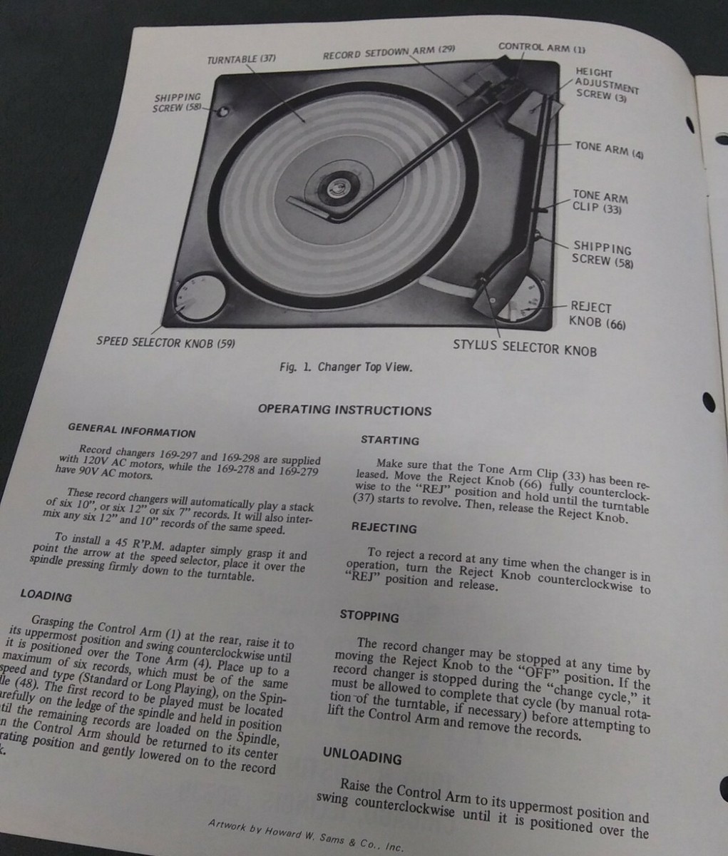 Zenith Service Manual Z916 Record Changers 169-278 279 297 Zenith Service Manual Z916 Record Changers 169-278 279 297
