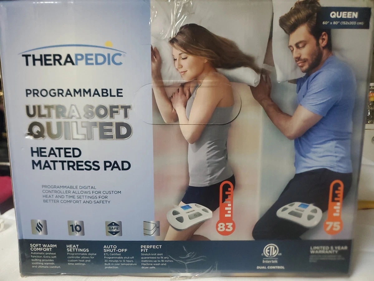 Therapedic Programmable Heated Mattress Pad-QUEEN Ultra Soft. New ; open  box. | eBay