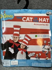 The Cat in the Hat Accessory Kit 410230 Adult Size. Hat, Gloves & Bow Tie