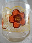 Tulip Daisy Dot Floral Tumblers 8 oz. (x3) Juice Glass Libbey Orange Brown ! — photo 3