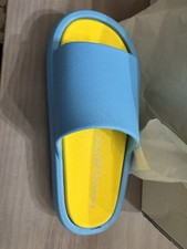 J Slides Women s Beach Slides Squish Sandal Soft Turquoise and Yellow Size 6 NIB