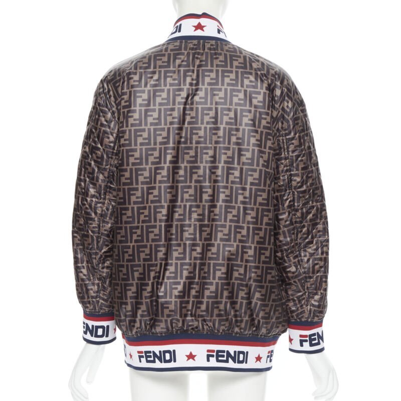 FENDI FILA reversible colorblocked silk Zucca monogram bomber 