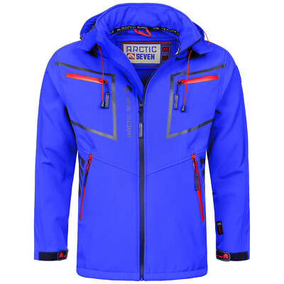 Arctic Seven Herren Designer Softshell Funktions Outdoor Regen O088 Blau NEU 