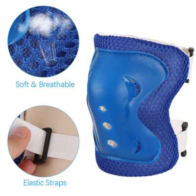 6-in-1 Safety Pads For Skating Qishi Kids Protective Gear Set, Knee Pads, Elbow Pads, Wrist Guards, 2 Youth Protective Gear Ages 3-14