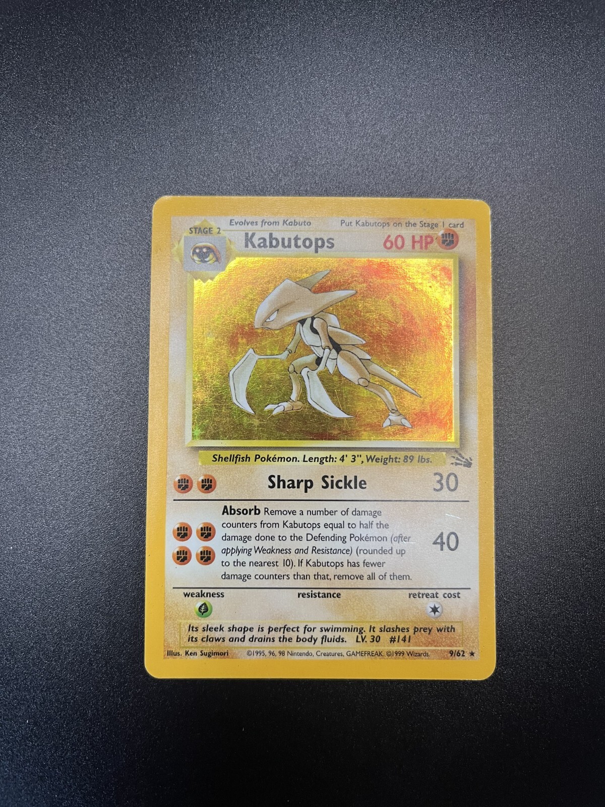 Pokémon TCG Kabutops 09/62 Fossil Unlimited Holo Rare MP #1