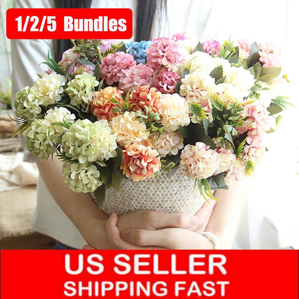10 UV-Resistant Artificial Hydrangea Bouquet for Party & Home Decor