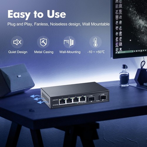 2.5Gbps Network Hub Splitter - Unmanaged 4-Port Switch with Metal Casing - Picture 6 of 9