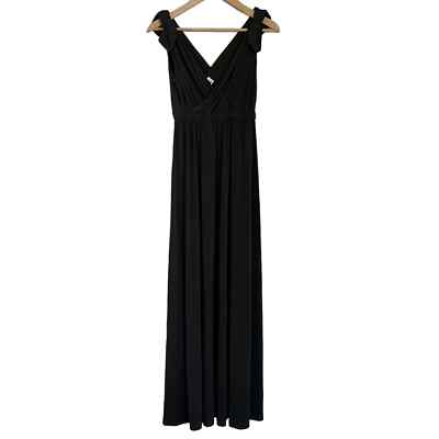 NWOT Vicky Tiel Black Sleeveless Draped Grecian Style Maxi Dress Gown | eBay