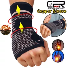 Copper Wrist Brace Support Compression Hand Arthritis Sports Carpal Tunnel Wrap