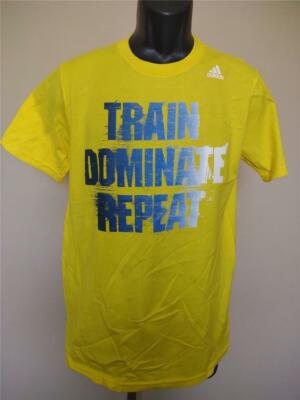 New Train Dominate Repeat Youth Size L Large 14/16 Yellow Adidas Shirt