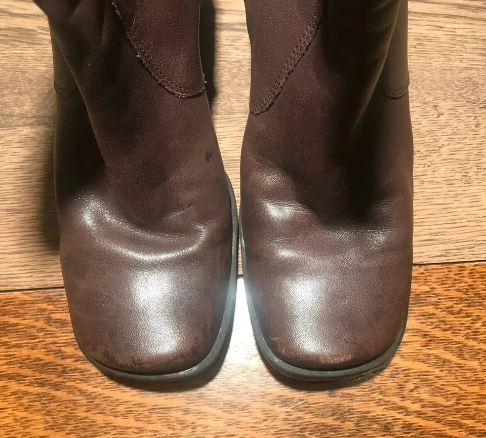 Botas de cuero para mujer Amanda Smith 7 M botines 3” tacón tobillo punta cuadrada cremallera lateral Foto 3 de 4