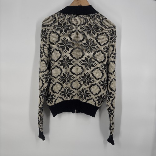 Vintage Sears Pilgrim Men Zip Cardigan Large Virgin Wool Alpine Snowflake Alpine - Picture 5 of 7