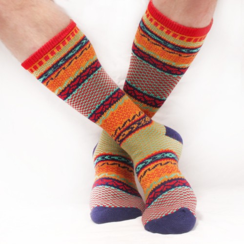 BambooMN Women's Colorful Patterned Socks - Long Over The Calf Stylish Cotton - Picture 18 of 37