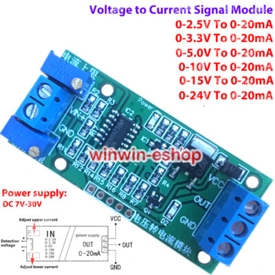 Voltage to Current 0-3.3V 5V 15V 24V To 0-20mA Transmit signal Linear Conversion