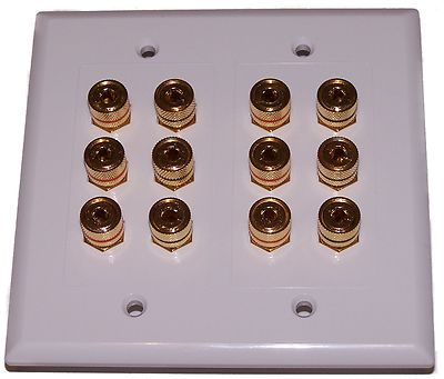 12 Post 6 Speaker Wall Plate for Home Theater Surround Sound Dolby 5.1