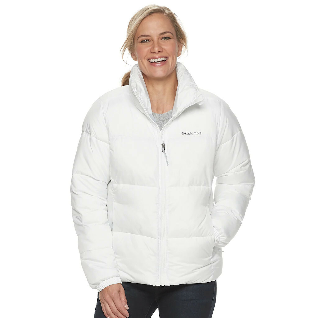NWT Women's Columbia Logo Puffect Jacket,White, XLarge | eBay