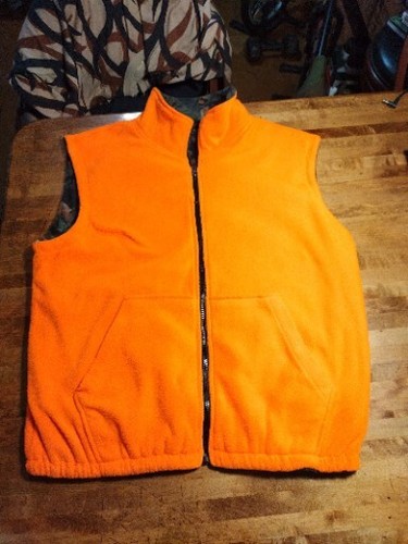 Fleece Reversible Camouflage Full Zip Warm Hunting Vest Large - Picture 5 of 9