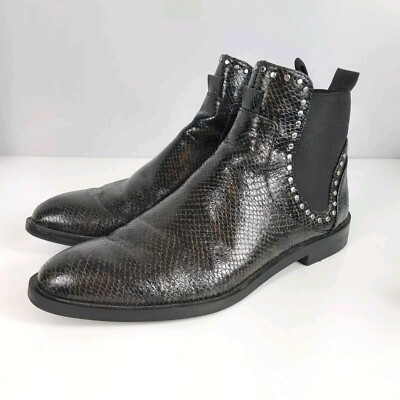 ZARA Faux Leather Ankle Sz Chelsea Snakeskin Boots Shoes