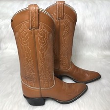 Tony Lama Womens 5 C Cowboy Cowgirl Boots Camel Brown Leather Tall Design J Toe