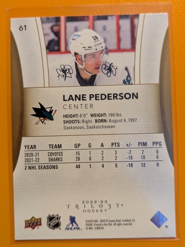 2022-23 Upper Deck Trilogy #61 Lane Pederson - 第 2/2 張圖片