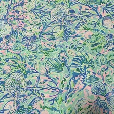 Lilly Pulitzer Cotton Poplin Fabric Surf Blue Soleil It On Me 36" X 57"
