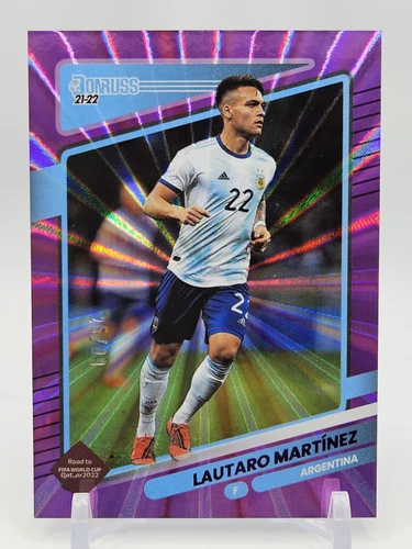 2021-22 Panini Donruss Road To Qatar Soccer Lautaro Martinez Purple Laser 25/99