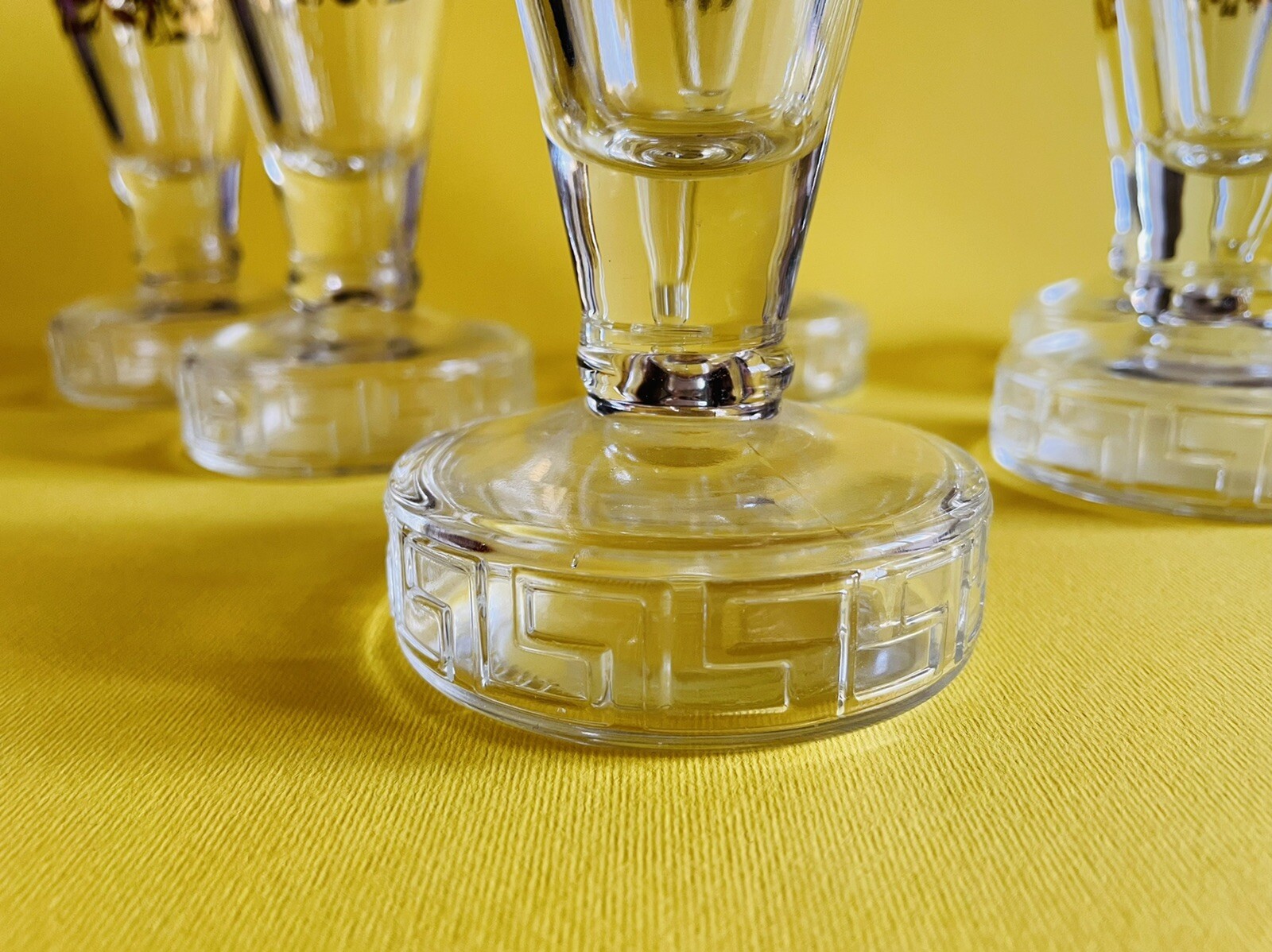 🔴 6 large Matteo THUN glasses for CAMPARI rare gold + Greek decoration