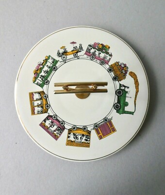 Plateau à Fromage Vintage Années 60 Salins - Céramique Motif Omnibus, Très Bon état