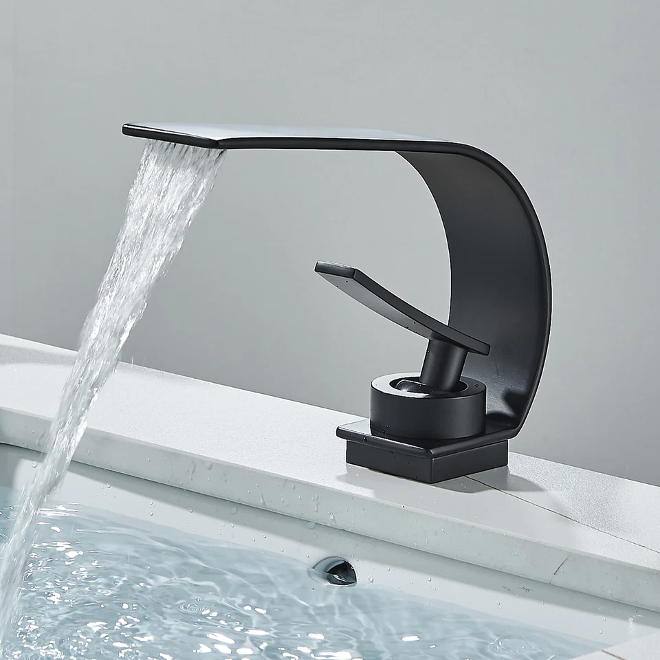 Waschtischarmatur Bad Wasserhahn Wasserfall Waschbecken Mischbatterie Armatur DE - Bild 2 von 4