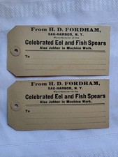 Sag Harbor Eel and Fish Spears H.D. Fordham Tag 1920 Store Tags Original
