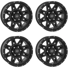 Set 4 17" Pro Comp PA5 Torq Flat Black 17x9 Wheels 6x5.5 -6mm Lifted Truck Rims