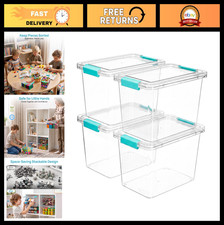 4 Pack 5 Qt Clear Storage Bins with Lids - Ideal for Toy, Craft Home Organizat