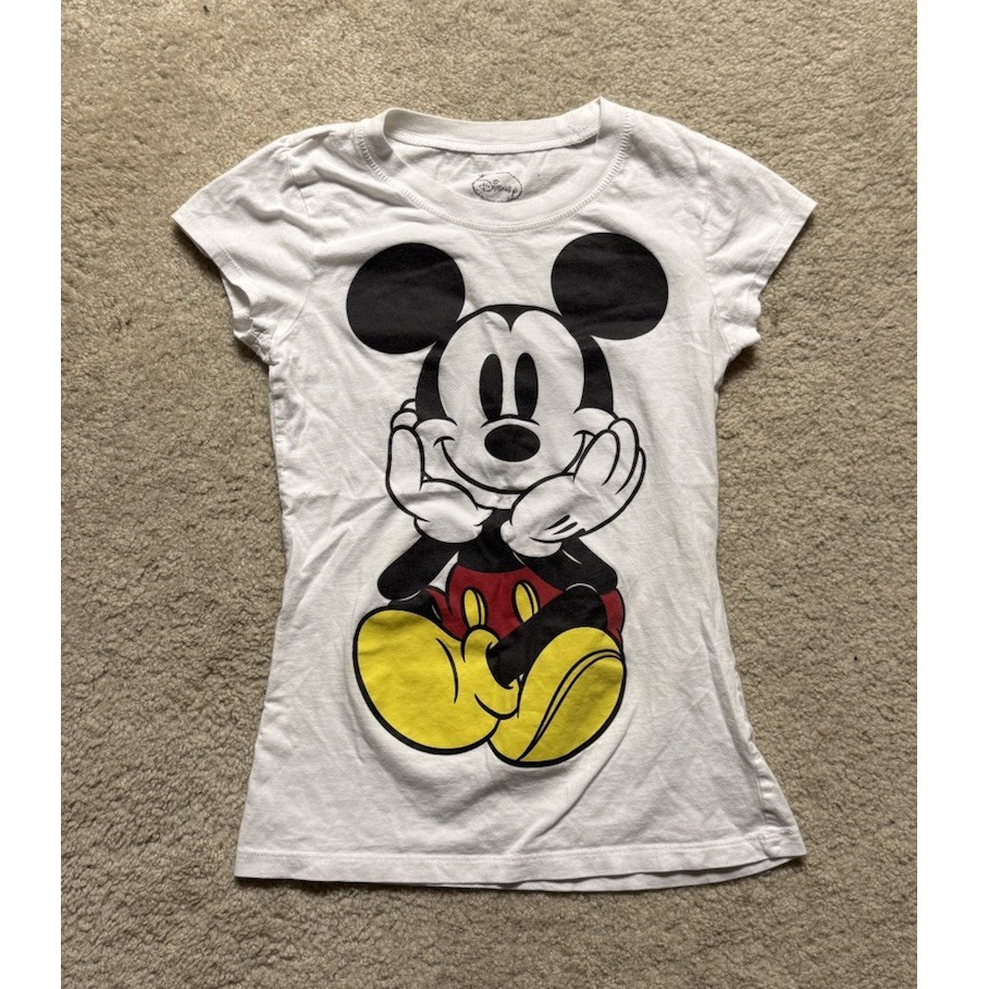 Disney Mickey Mouse White Graphic T-Shirt in Kids Medium
