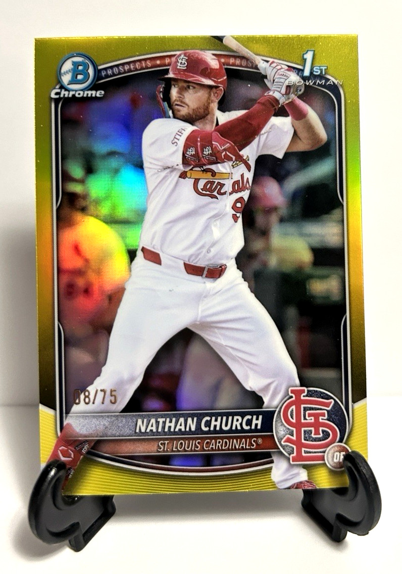 2025 Bowman Chrome Nathan Church-1st Bowman Prospect Yellow /75-Cardinals!