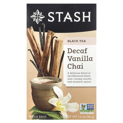Black Tea, Decaf Vanilla Chai, 18 Tea Bags, 1.2 oz (36 g)
