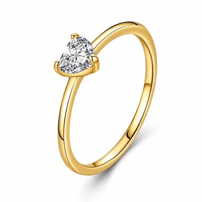 0,5ct Herzschliff simulierter Diamant Solitär Verlobungsring Gold 925 Silber
