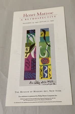 September 24,1992 HENRI MATISSE exhibition four fold promo ~ 8.5x9 inches ~ MOMA